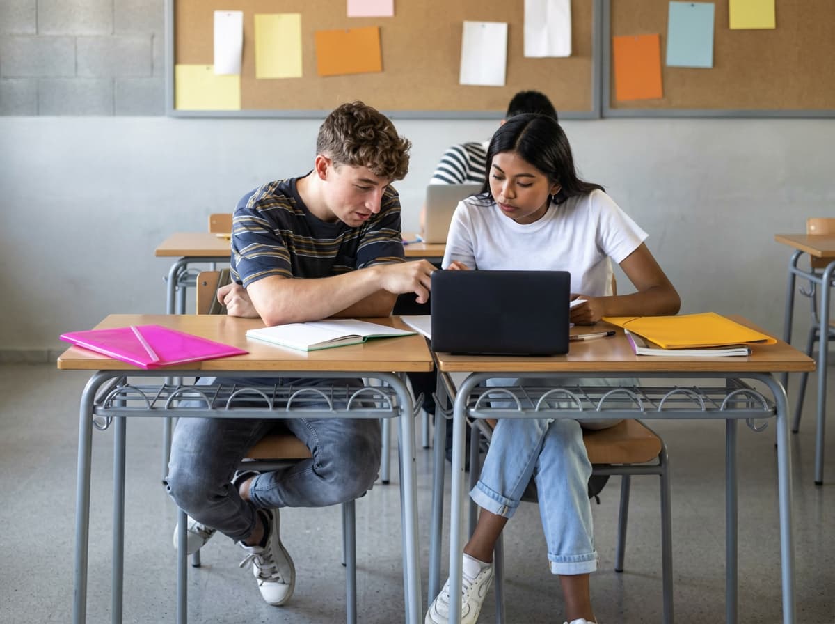 An adviser guiding a student through UK application steps.